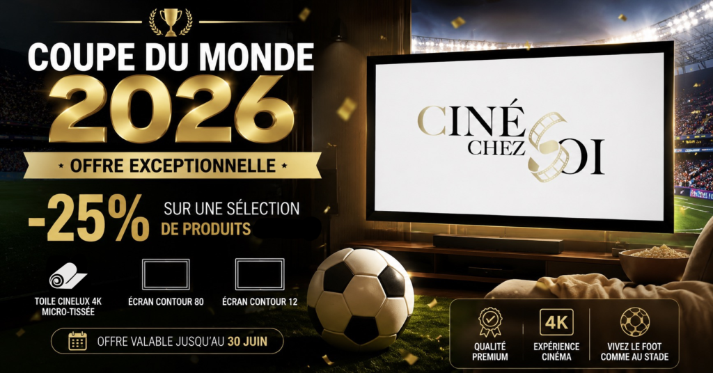 Coupe du Monde 2026 : -25% sur la toile CineLux 4K et les écrans Contour 80 et Contour 12
